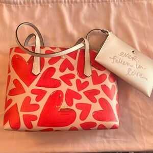 Kate Spade heart tote, pink, great condition